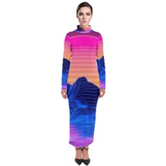 Sun Ultra Artistic 3d Illustration Sunset Turtleneck Maxi Dress by uniart180623