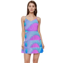 Colorful Blue Purple Wave Short Frill Dress by uniart180623