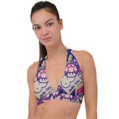 Retro Cartoon Titty Parody Halter Plunge Bikini Top by uniart180623