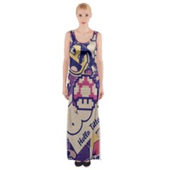 Retro Cartoon Titty Parody Thigh Split Maxi Dress by uniart180623