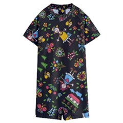 Cartoon Texture Kids  Boyleg Half Suit Swimwear by uniart180623