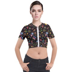 Cartoon Texture Short Sleeve Cropped Jacket by uniart180623