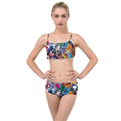 Cartoon Explosion Cartoon Characters Funny Layered Top Bikini Set by uniart180623