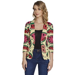 Watermelon Pattern Slices Fruit Women s One-button 3/4 Sleeve Short Jacket by uniart180623