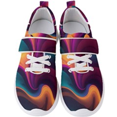 Abstract Colorful Waves Painting Men s Velcro Strap Shoes by Simbadda