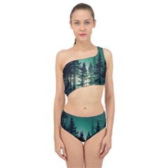 Magic Pine Forest Night Landscape Spliced Up Two Piece Swimsuit by Simbadda