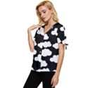 BW Clouds Bow Sleeve Button Up Top View2
