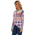 Abstract Shapes Colors Gradient Long Sleeve Crew Neck Pullover Top View2