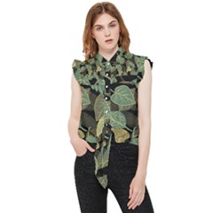 Autumn Fallen Leaves Dried Leaves Frill Detail Shirt by Simbadda