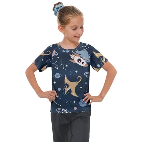 Space Theme Art Pattern Design Wallpaper Kids  Mesh Piece Tee by Simbadda