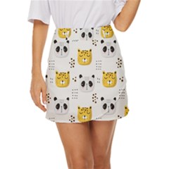 Seamless Pattern Cute Animals Mini Front Wrap Skirt by Simbadda