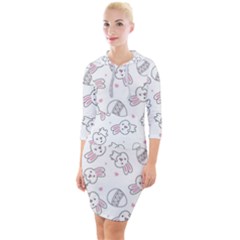 Cute Pattern With Easter Bunny Egg Quarter Sleeve Hood Bodycon Dress by Simbadda