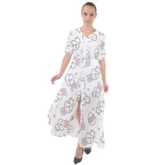 Cute Pattern With Easter Bunny Egg Waist Tie Boho Maxi Dress by Simbadda