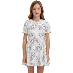 Cute Pattern With Easter Bunny Egg Kids  Sweet Collar Dress by Simbadda