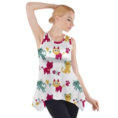 Pattern With Cute Cats Side Drop Tank Tunic by Simbadda