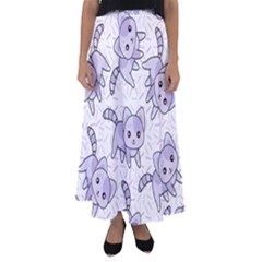 Cats Pattern Design Flared Maxi Skirt by Simbadda