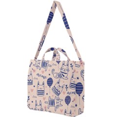 Cute Cats Doodle Seamless Pattern With Funny Characters Square Shoulder Tote Bag by Simbadda