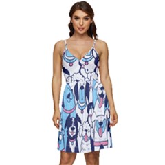 Dogs Seamless Pattern V-neck Pocket Summer Dress  by Simbadda