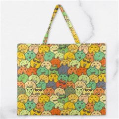 Seamless Pattern With Doodle Bunny Zipper Large Tote Bag by Simbadda