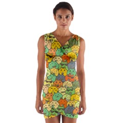 Seamless Pattern With Doodle Bunny Wrap Front Bodycon Dress by Simbadda