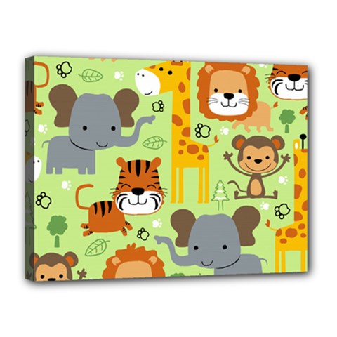 Seamless Pattern Vector With Animals Wildlife Cartoon Canvas 16  X 12  (stretched) by Simbadda
