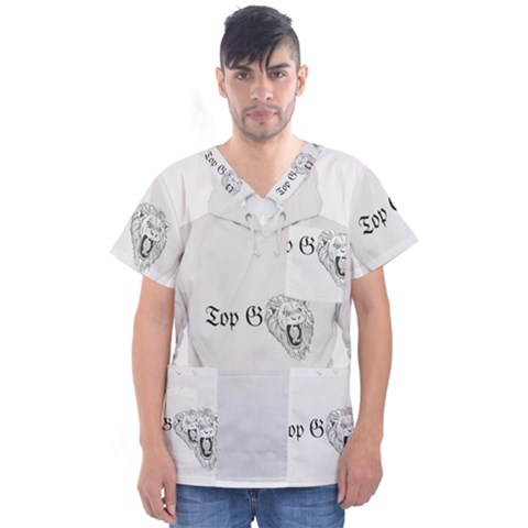 (2)dx Hoodie Men s V-neck Scrub Top by Alldesigners