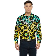 Seamless Leopard Wild Pattern Animal Print Men s Long Sleeve Pocket Shirt  by Simbadda