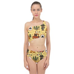 Seamless Pattern Funny Ranger Cartoon Spliced Up Two Piece Swimsuit by Simbadda