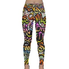 Graffiti Word Seamless Pattern Classic Yoga Leggings by Simbadda