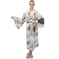 Cute Cat Couple Seamless Pattern Cartoon Maxi Velvet Kimono by Simbadda