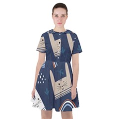 Colorful-cute-cats-seamless-pattern Sailor Dress by Simbadda