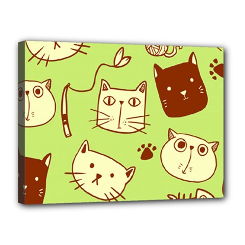 Cute-hand-drawn-cat-seamless-pattern Canvas 16  X 12  (stretched) by Simbadda