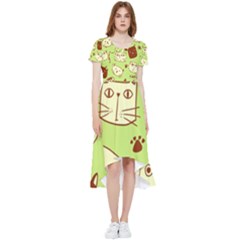 Cute-hand-drawn-cat-seamless-pattern High Low Boho Dress by Simbadda