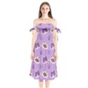 Cute-colorful-cat-kitten-with-paw-yarn-ball-seamless-pattern Shoulder Tie Bardot Midi Dress View1