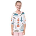 Nautical-elements-pattern-background Kids  Quarter Sleeve Raglan Tee View1