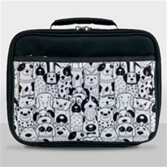 Seamless-pattern-with-black-white-doodle-dogs Lunch Bag by Simbadda