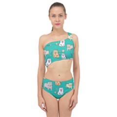 Seamless-pattern-cute-cat-cartoon-with-hand-drawn-style Spliced Up Two Piece Swimsuit by Simbadda
