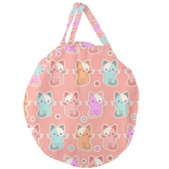 Cute-kawaii-kittens-seamless-pattern Giant Round Zipper Tote by Simbadda