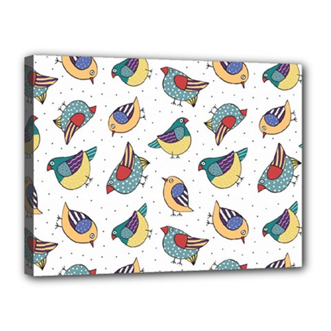 Seamless-pattern-with-hand-drawn-bird-black Canvas 16  X 12  (stretched) by Simbadda