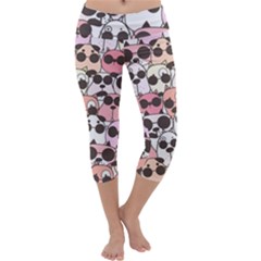 Cute-dog-seamless-pattern-background Capri Yoga Leggings by Simbadda