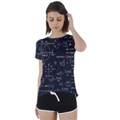 Mathematical-seamless-pattern-with-geometric-shapes-formulas Short Sleeve Open Back Tee by Simbadda
