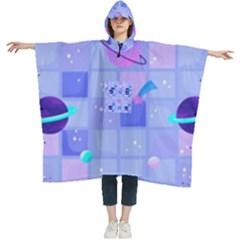 Seamless-pattern-pastel-galaxy-future Women s Hooded Rain Ponchos by Simbadda