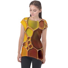 Abstract Oil Painting Cap Sleeve High Low Top by Excel