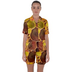 Abstract Oil Painting Satin Short Sleeve Pajamas Set by Excel