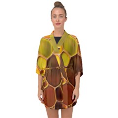 Abstract Oil Painting Half Sleeve Chiffon Kimono by Excel