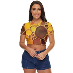 Abstract Oil Painting Side Button Cropped Tee by Excel