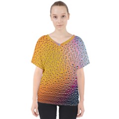 Rain Drop Abstract Design V-neck Dolman Drape Top by Excel