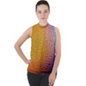 Rain Drop Abstract Design Mock Neck Chiffon Sleeveless Top View1