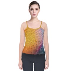Rain Drop Abstract Design Velvet Spaghetti Strap Top by Excel