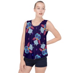 Owl-pattern-background Bubble Hem Chiffon Tank Top by Simbadda